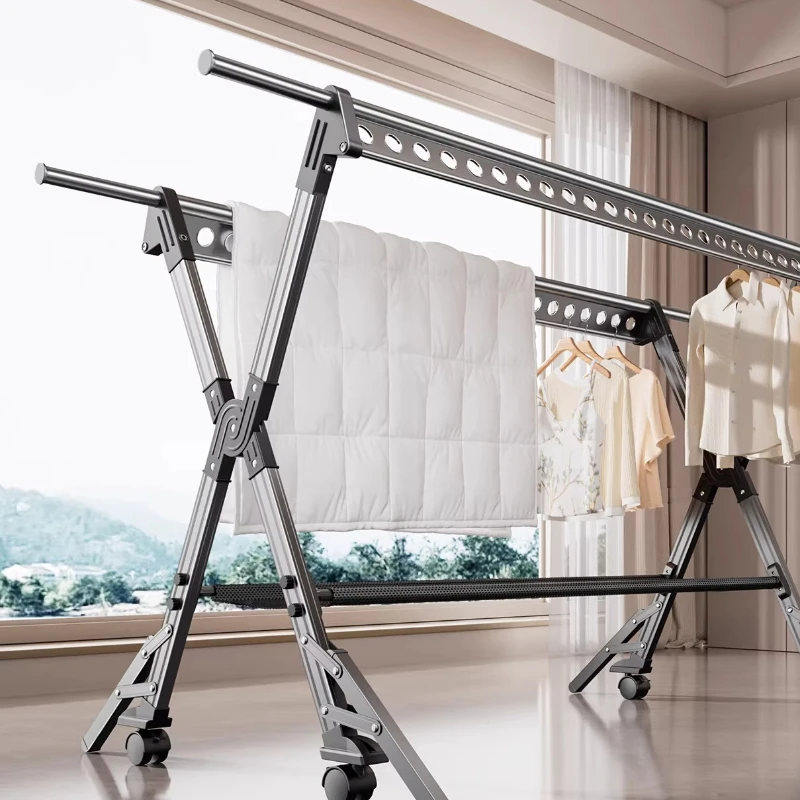Floor-to-ceiling Indoor Balcony Bedroom Telescopic Clothes Hanger Home Drying Quilt Artifact