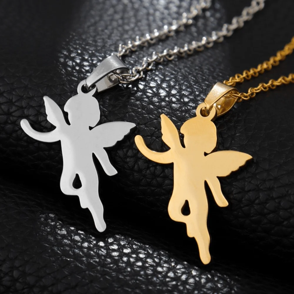 Fashion Simple Stainless Steel Cupid Cupid Love Necklace Angel Pendant Fashion Personality Pop Couple Accessories