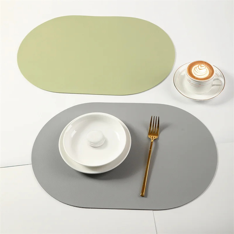 Leather Placemat Oval Oil-Proof Table Mat Home Dining Kitchen Table Placemat Design Dining Waterproof Heat Resistant Home Decor