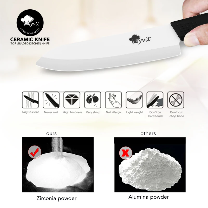 Ceramic Kitchen Knife Set – White Zirconia Blades with Peeler & Holder 5