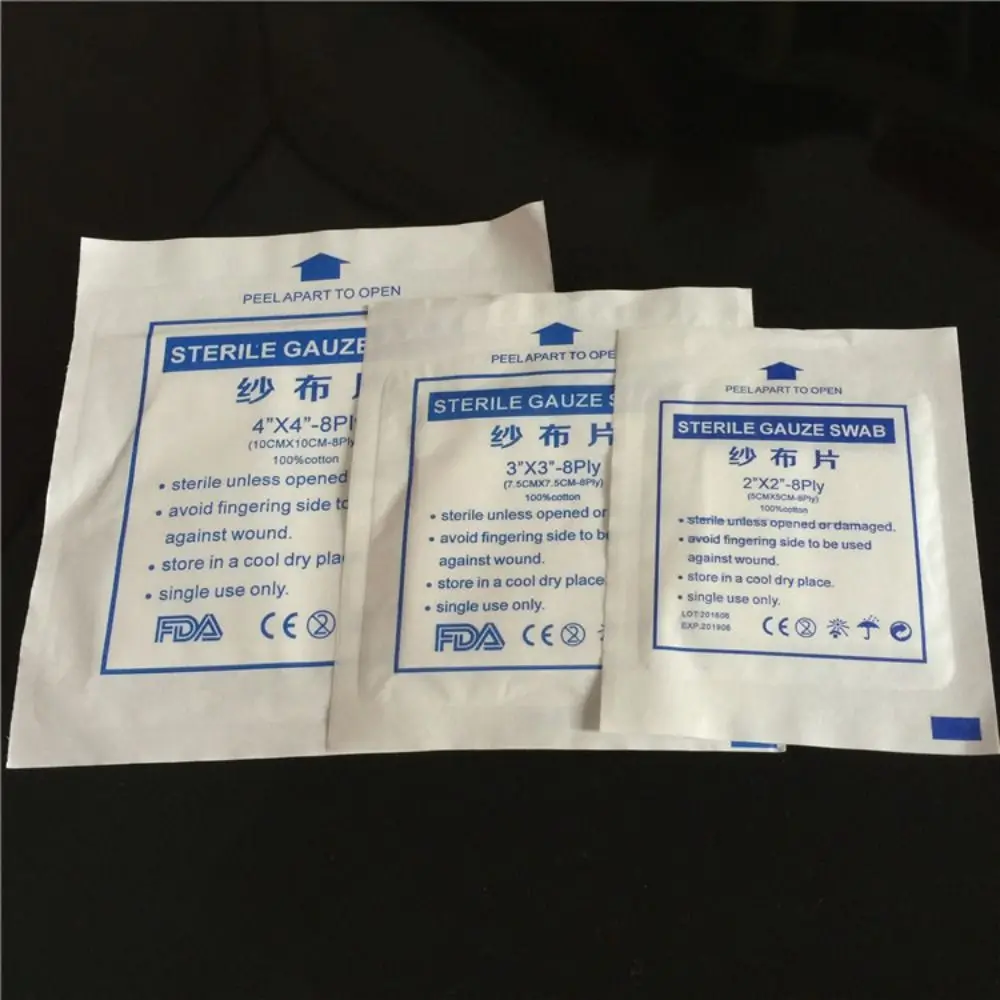 10Pcs High Quality Breathable Wound Dressing Band Non-woven 5x5cm 7.5x7.5cm 10x10cm Aid Bandage Degreased Gauze Degreased Gauze