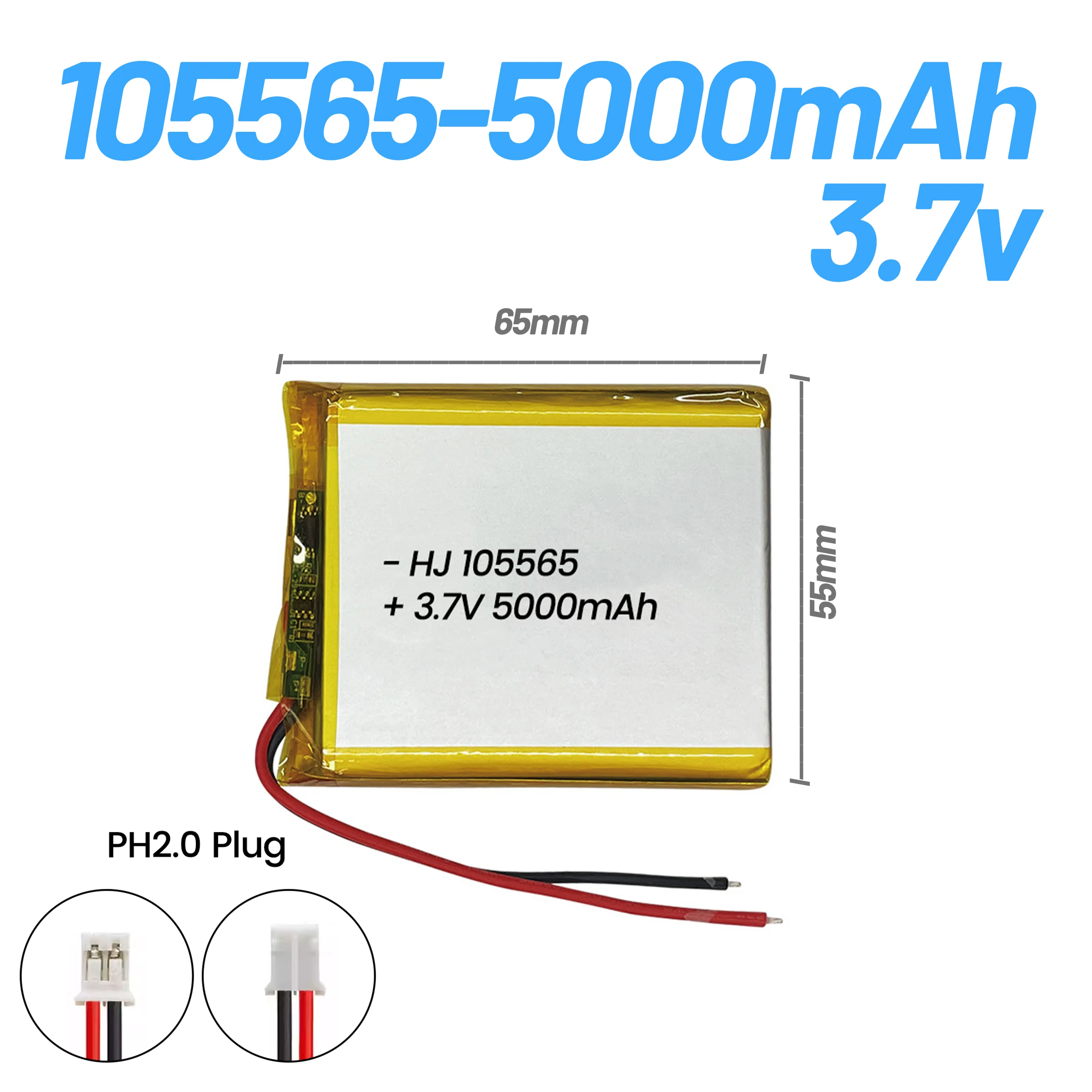 

1-20pcs 3.7v Li Polymer lithium battery 105565 5000mAh Forportable karaoke speaker massage gun 3.7v polymer