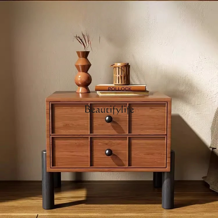 

Medieval bedside table household bedroom bedside solid wood simple modern small cabinet