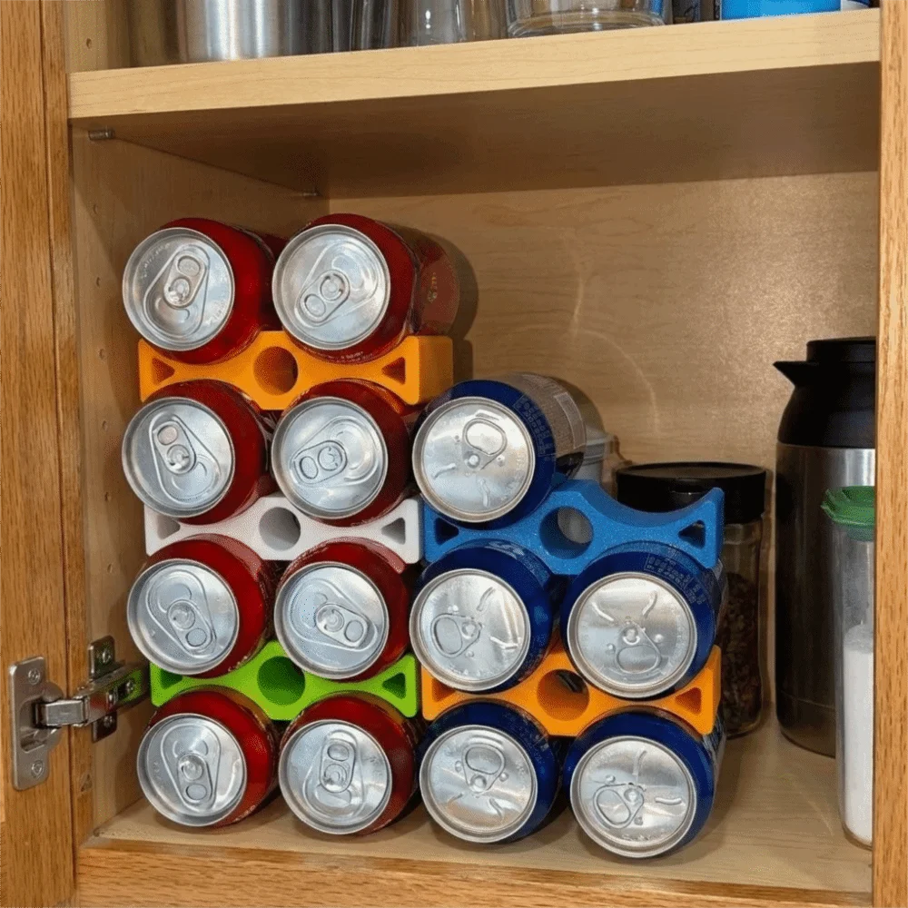 Simple 3D Printed Can Stacker Organizer Plastic Space Saving Beverage Can Holder Stable Stack Storage Rack Cabinet