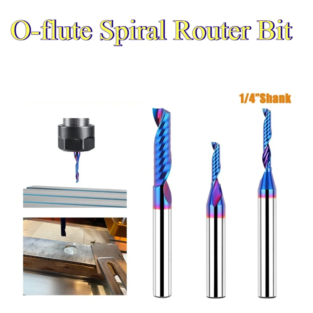 Single Flute Spiral O Slot Router Bit Coating Carbide Milling Cutter Sharp Durable Not Easy To Break Acrylic PVC Wood Cutting