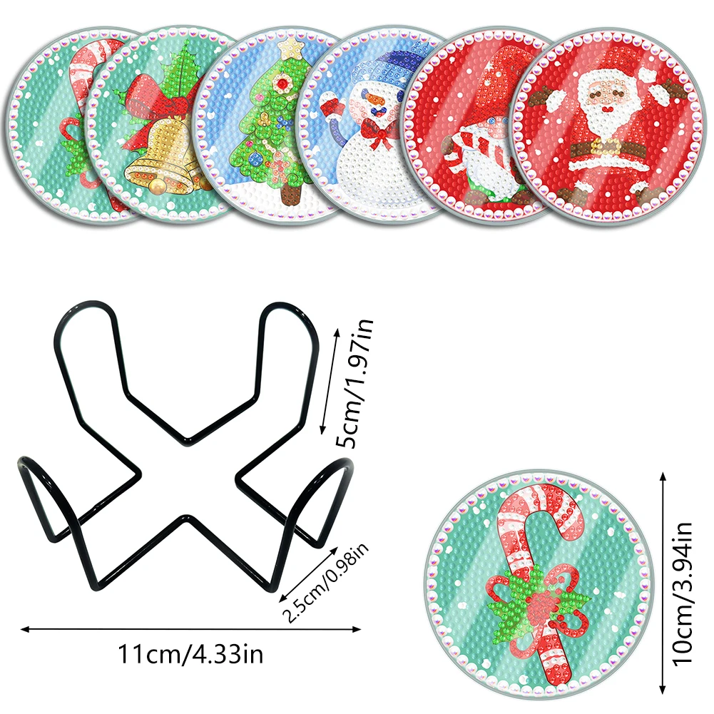 طقم قواعد أكواب ماسية مكون من 6 قطع كلاسيكي ماندالا DIY مصنوعات فنية ماسية لعطلة عيد الميلاد مقاومة للماء للبالغين والمبتدئين #1