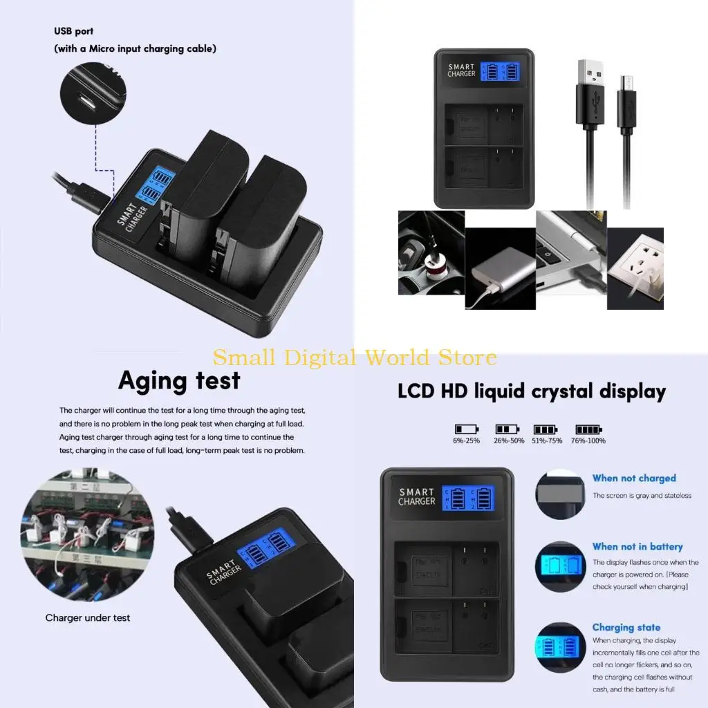 77UB EN-EL15 Double Channel LCD USB Charger for D500 D600 D610 D600E D7000 D7100 D7200 D800E D810A Camera Batteries