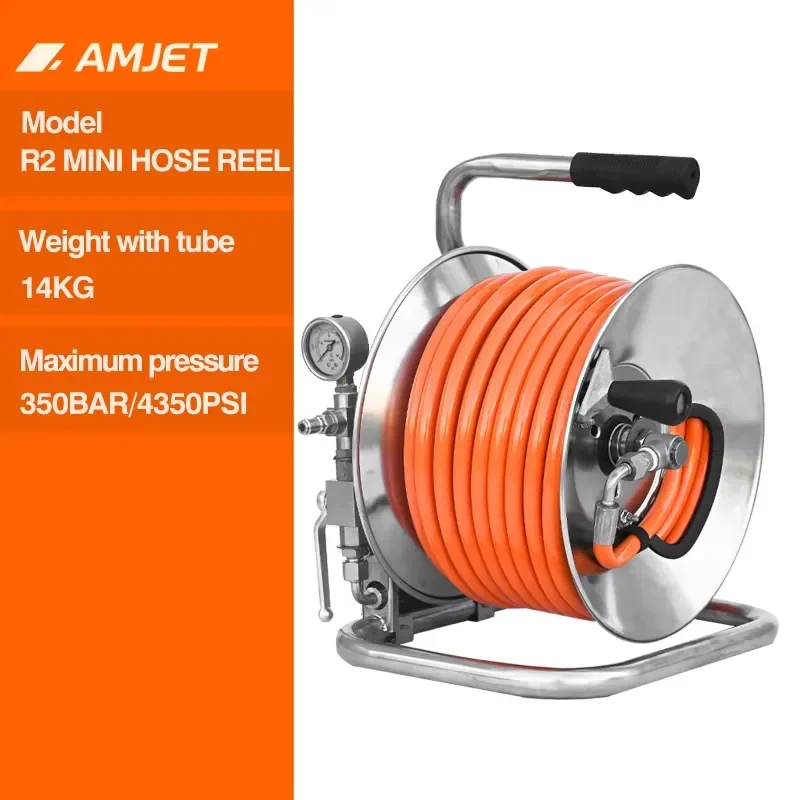 Portable 200ft Sewer Cleaning Hose Reel 1/2 Inch Capacity Garden Yard Lawn Water Pipe Truck Mounted Heavy Duty Storage