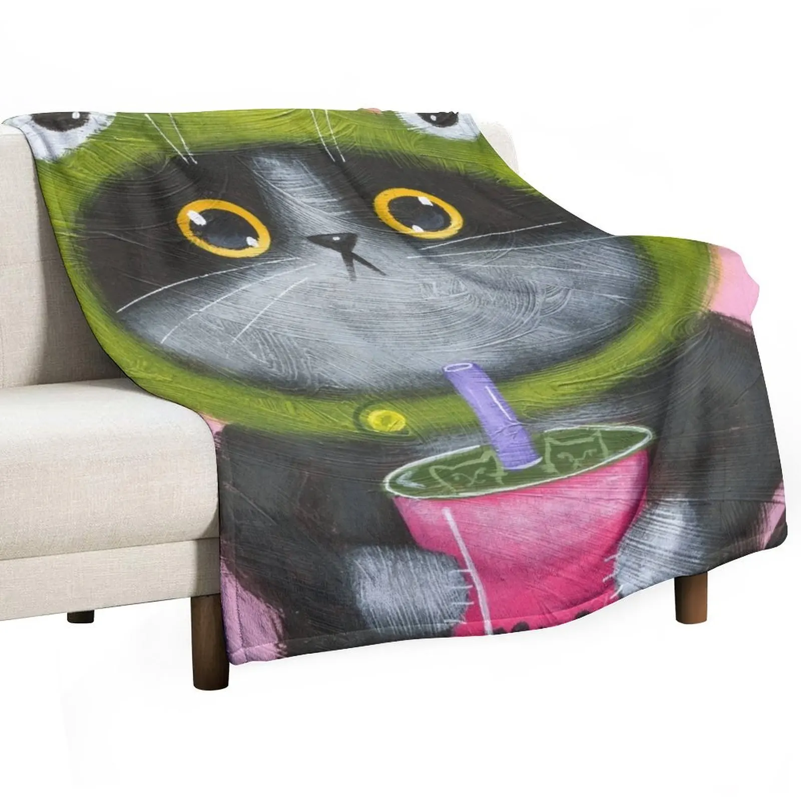 

Froggy Boba Cat Throw Blanket Giant Sofa bed plaid decorative Extra Large Throw Blankets