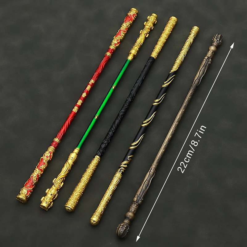 Espadas Anime de estilo antigo para crianças, WuKong preto, Sun Wukong, jogo dourado para cacetete, metal, presentes de aniversário, brinquedos, estilo novo, 22cm