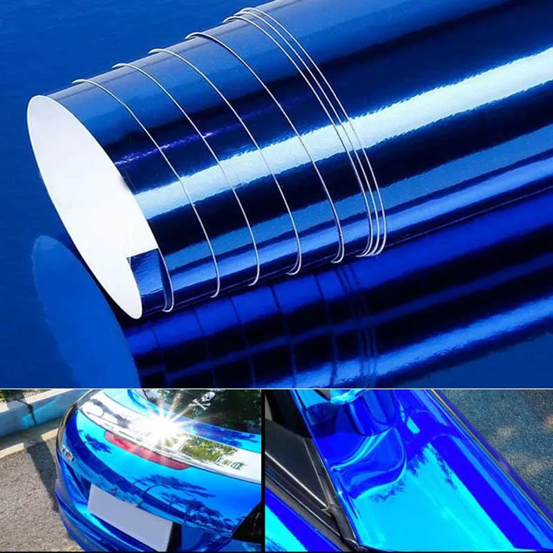 5meters Blue Vinyl Wrap Sticker Chrome Covering Film Car Stickers Motorcycle Wrapping Foil Body Bubble Electro Coating Film