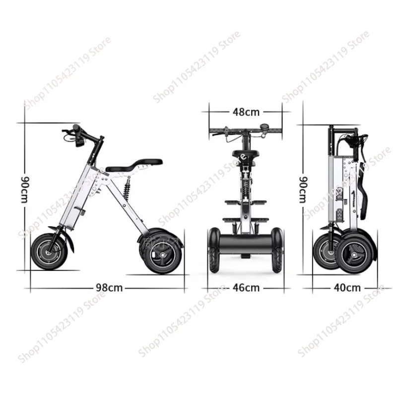 Ultra-light folding electric three-wheeled small battery car household adult electric transportation tricycle parent-child car