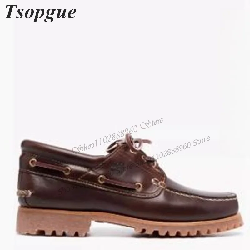 Brown Leather Retro Style Cross-Tied Shoes For Men Men\'s Dress Pumps Slip-On Runway Casual Party Shoes Fashion Zapatillas Mujer