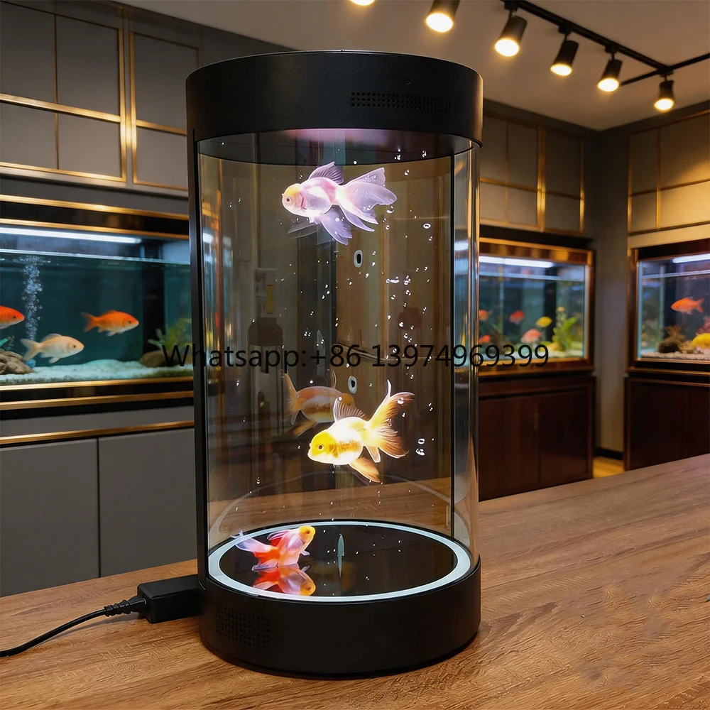 New Portable Cylindrical Holographic Digital Projection 3D Imaging Transparent Aluminum Alloy Holographic Projection Screen