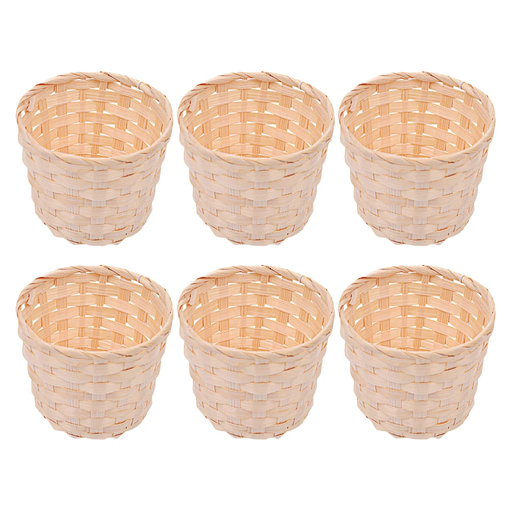 

Basket Storage Baskets Woven Small Mini For Flower Wood Wicker Pot Desktop Hamper Container Gift Empty Organizer Can Holder
