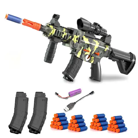 Pistolas de brinquedo de balas macias para meninos, arma blaster de espuma m416, com escopo 40 dardos 2 revistas, arma automática completa para crianças de 6 a 12 anos