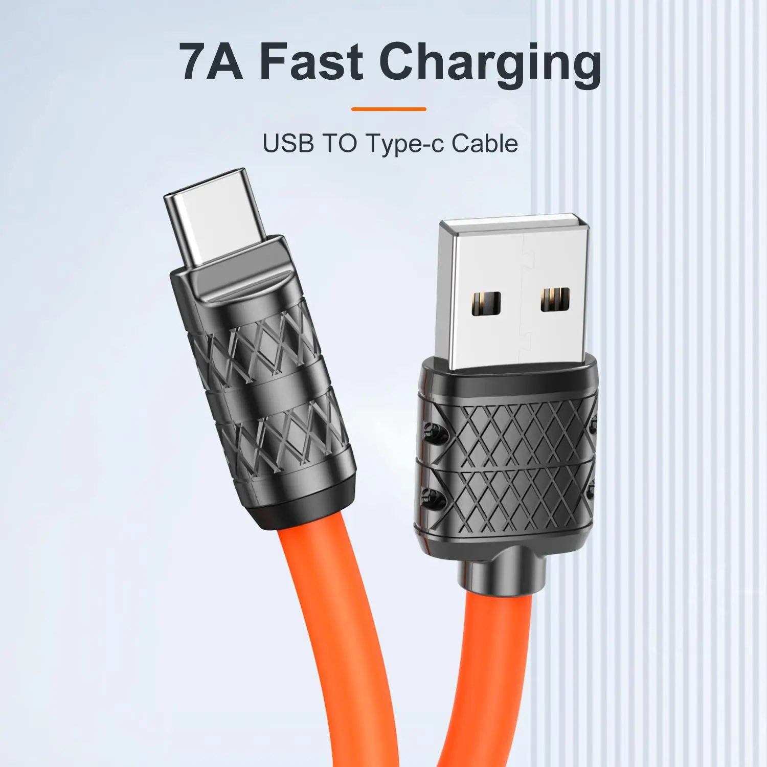 7A Fast Charging Type C Cable for Huawei P40 P30 Bold Liquid Silicone USB Data Cord For Xiaomi 14 Redmi 13 Realme Oneplus POCO