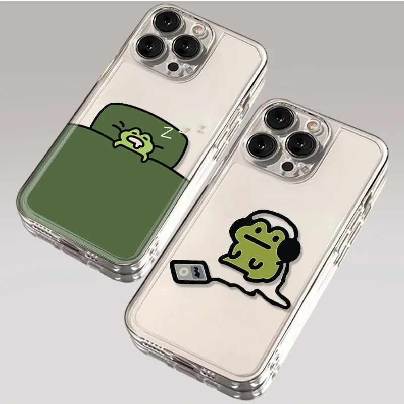 Cartoon Sleep Frog Phone Case for Samsung Galaxy S25 S24 S23 S22 Ultra Plus S21 FE A34 A15 A35 A52 A53 A54 5G Soft Clear Cover