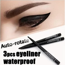 3pcs Waterproof Black And Brown Eyebrow Pencil Automatic Rotating Eyeliner Pen Eyeshadow Eyeliner Gel Pen Makeup Cosmetic Tools