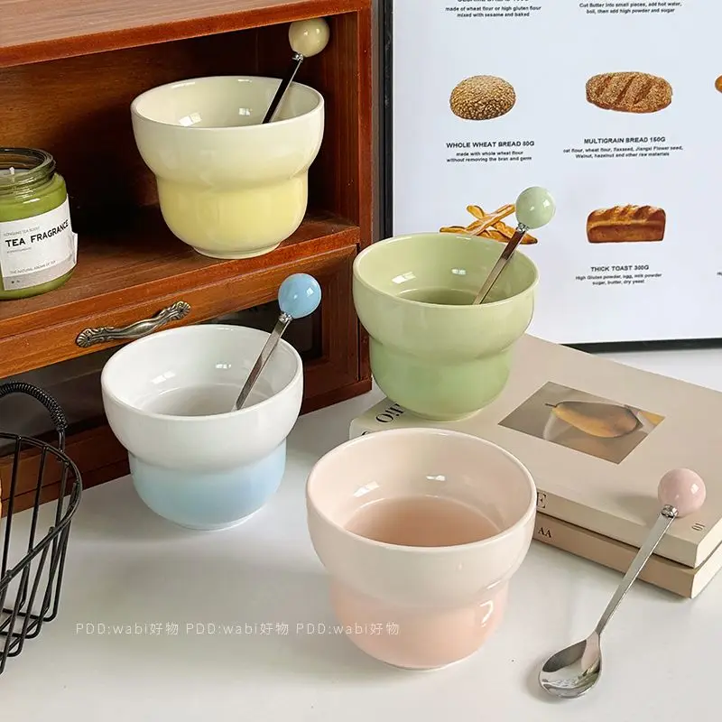 New Gradient Color Ceramic Coffee Mugs and Spoon Portable Handheld Coffee Cups Couple Water Cups Home Office Drinkwa