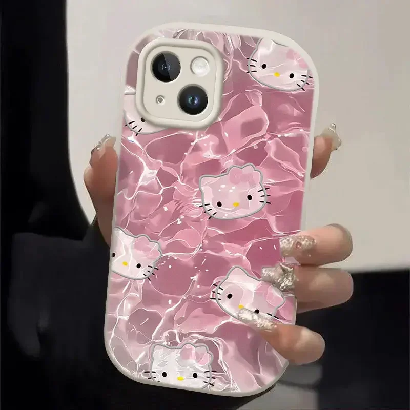 

Sweet Hello Kitty Fashion Kawaii Anime MINISO Ins iPhone15Pro Max Phone Case Cute Y2k Apple 14plus Cover Gifts for Girls