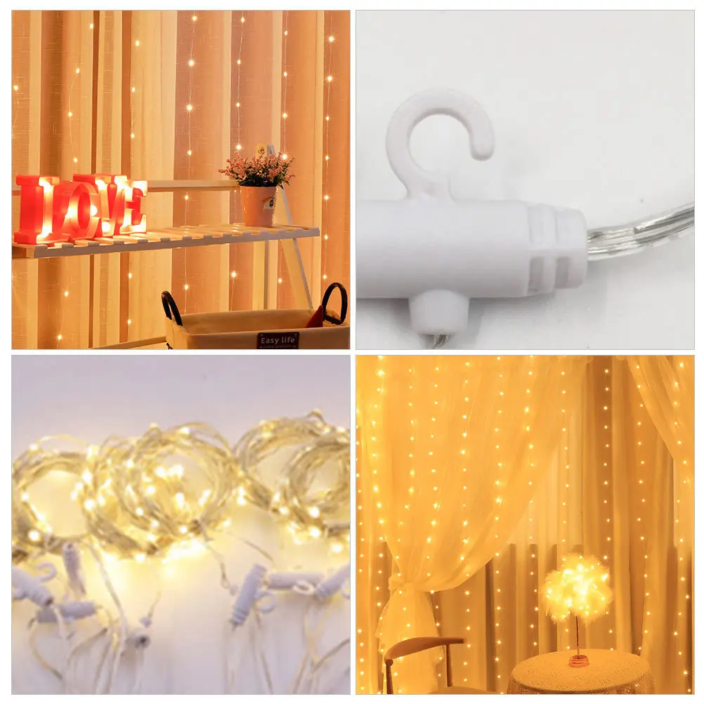 3m التحكم عن بعد سلسلة أضواء الزخرفية الدافئة الضوء الأبيض داخلي الزفاف غرفة نوم حفلة عيد ميلاد مهرجان ديكور #6