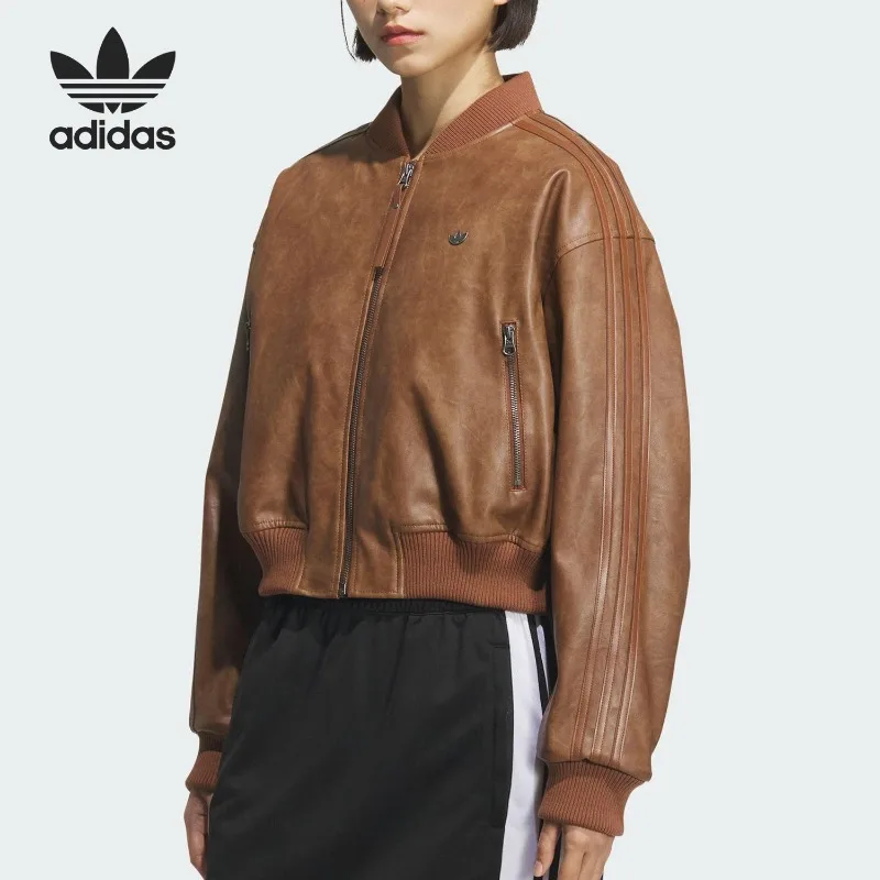 Adidas Clover Ladies Loose Vintage Warm Sports Stand-Up Collar Cotton Suit KC2655