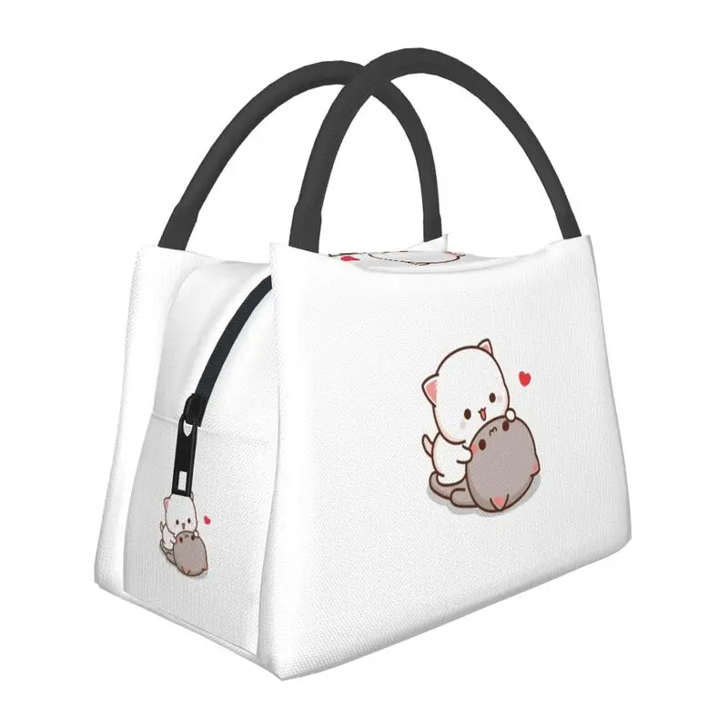 

Peach And Goma Mochi Cat Love Insulated Lunch Bags for Outdoor Picnic Waterproof Cooler Thermal Lunch Box Women