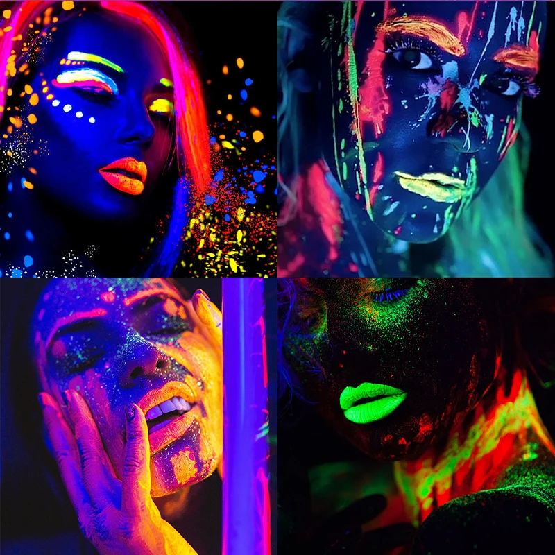 8 ألوان 10 مللي عيد الميلاد الطلاء الفلورسنت يتوهج في الظلام دهان داي مواد فنية الوجه الجسم أدوات الرسم على الحائط لتقوم بها بنفسك الكتابة على الجدران الصباغ