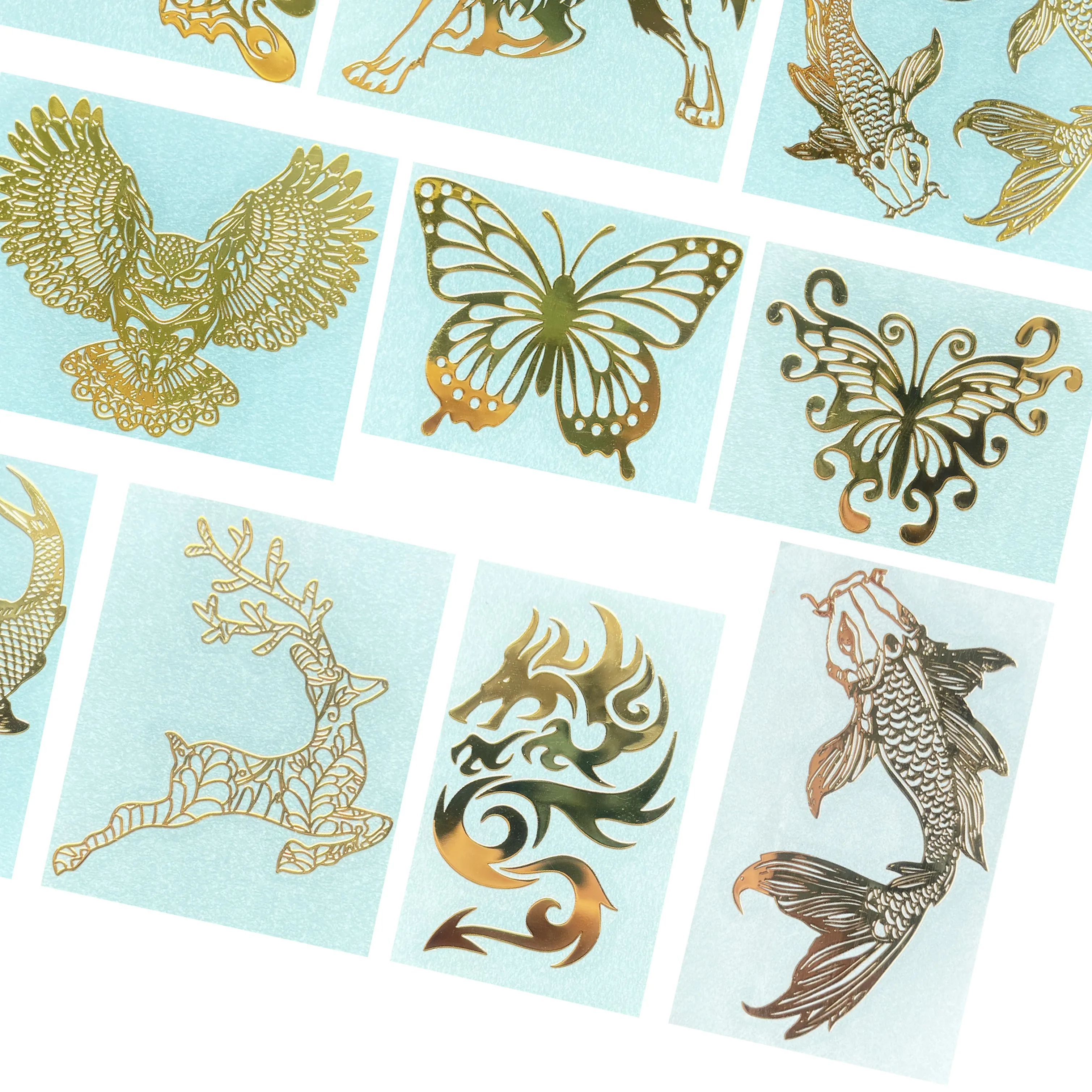 Spot Eagle Koi Wolf butterfly metal sticker mobile phone computer metal transfer sticker personality decoration