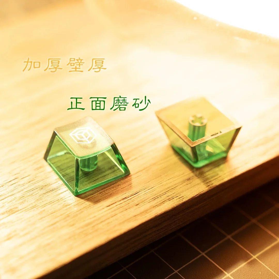 الأخضر من خلال Keycap Chreey ارتفاع مادة الكمبيوتر شفافة ماتي ملمس صغير مجموعة كاملة من أغطية المفاتيح الميكانيكية الشفافة