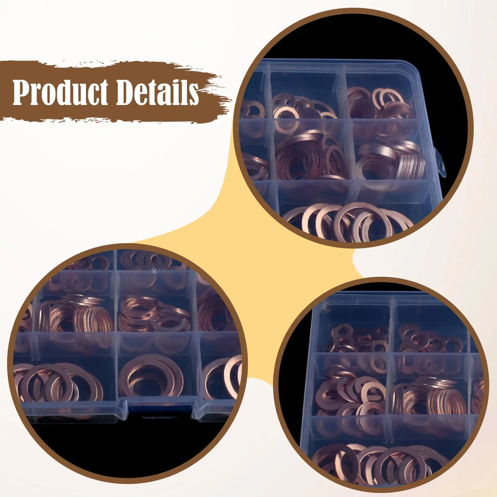

300 Pieces Flat Copper Sealing Washers, Copper Gaskets, Set, Valves, Pumps,