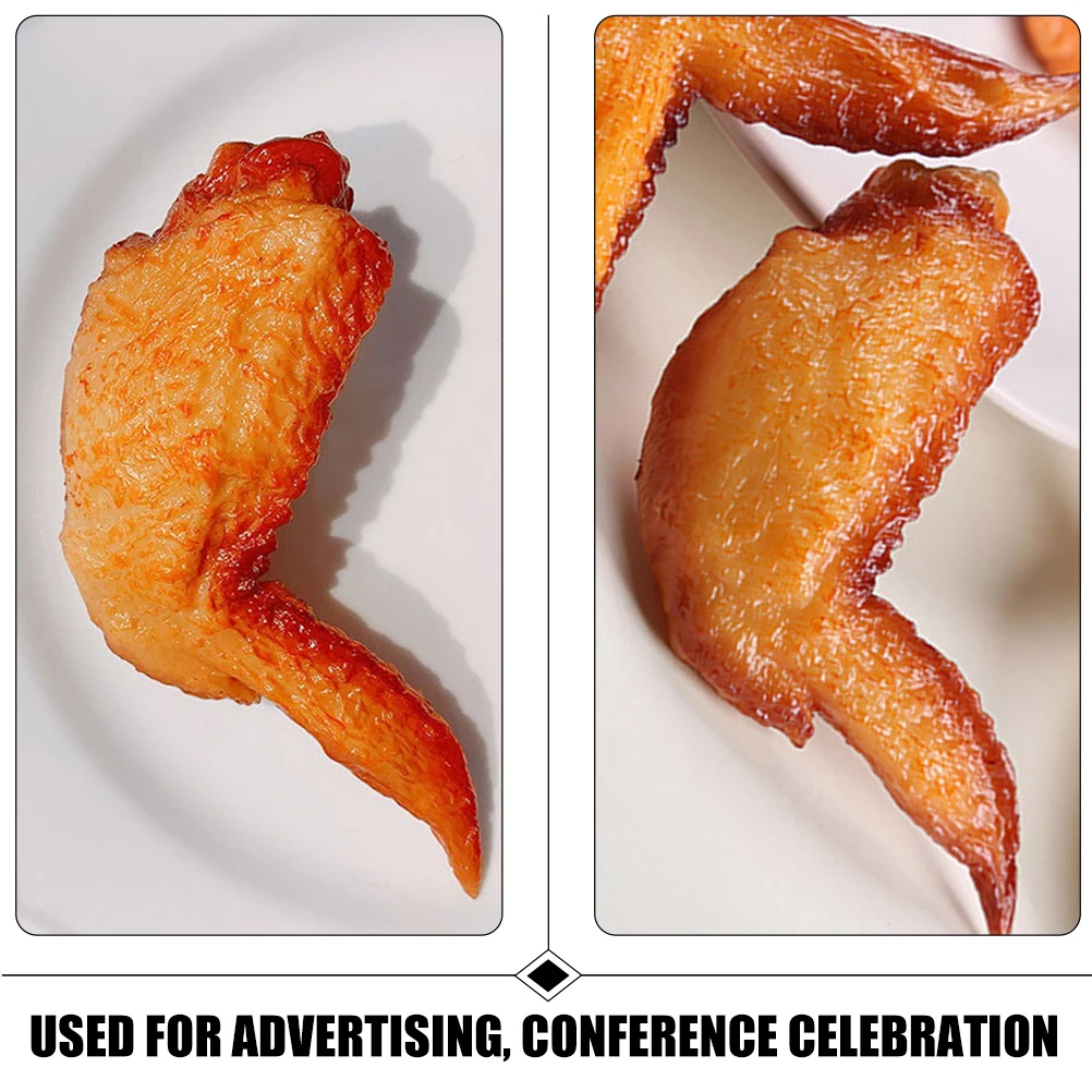 

3pcs Roasted Chicken Wing Ornaments PVC Artificial Food Decor Model Shape Realistic Home Party Photo Props Kitchen Display