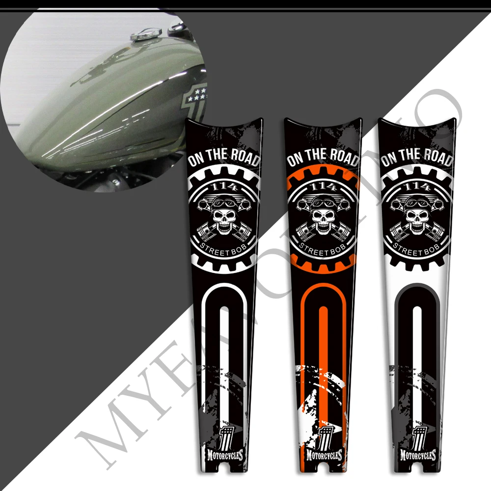 For Harley Davidson Street Bob 114 Motorcycle Fuel Oil Gas Tank Pad Knee Decals Decorative Protector Stickers Kit