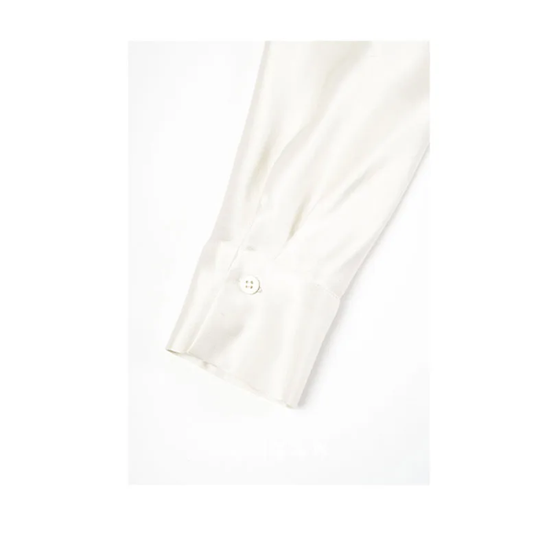 Fengbaoyu High-end Silk Women's Shirt Long-Sleeved V-Neck Elegant Silk Top Loose and Comfortable Fashionable Shirt