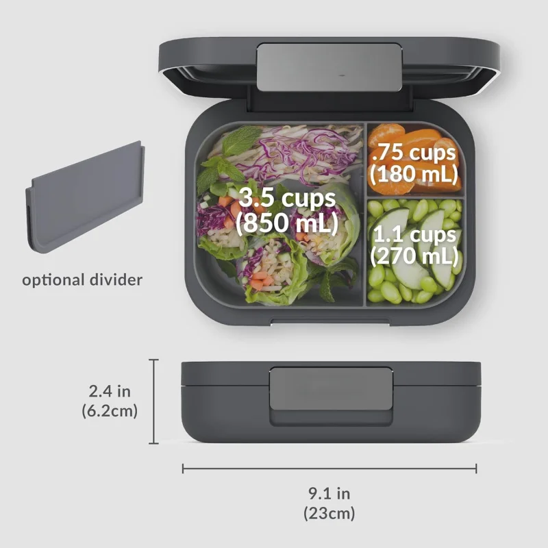 

Leak-Resistant 5.5 Cup/44 Fl Oz Bento Box with 3-4 Compartments And Improved Locks Modern Lunch Container for Adults And Teens
