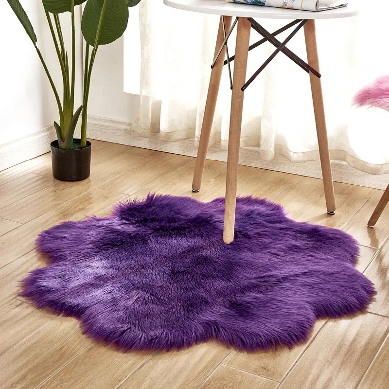 90x90cm Antiskid Soft Faux Fur Wool Carpet Indoor Sheepskin Rug Modern Carpet Mat Blue White Pink Gray Living Room