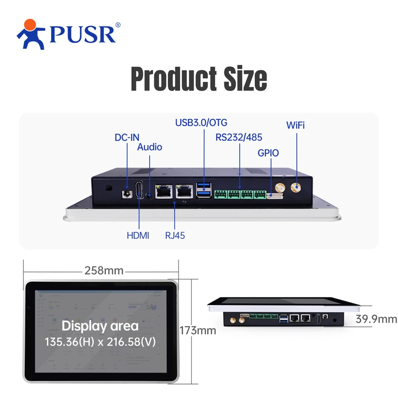 Integrierter PUSR-Bildschirm des IOT-Touchscreen-Computer Edge Computing Lokale Konfiguration Industrieller All-in-One-Panel-PC USR-SH800