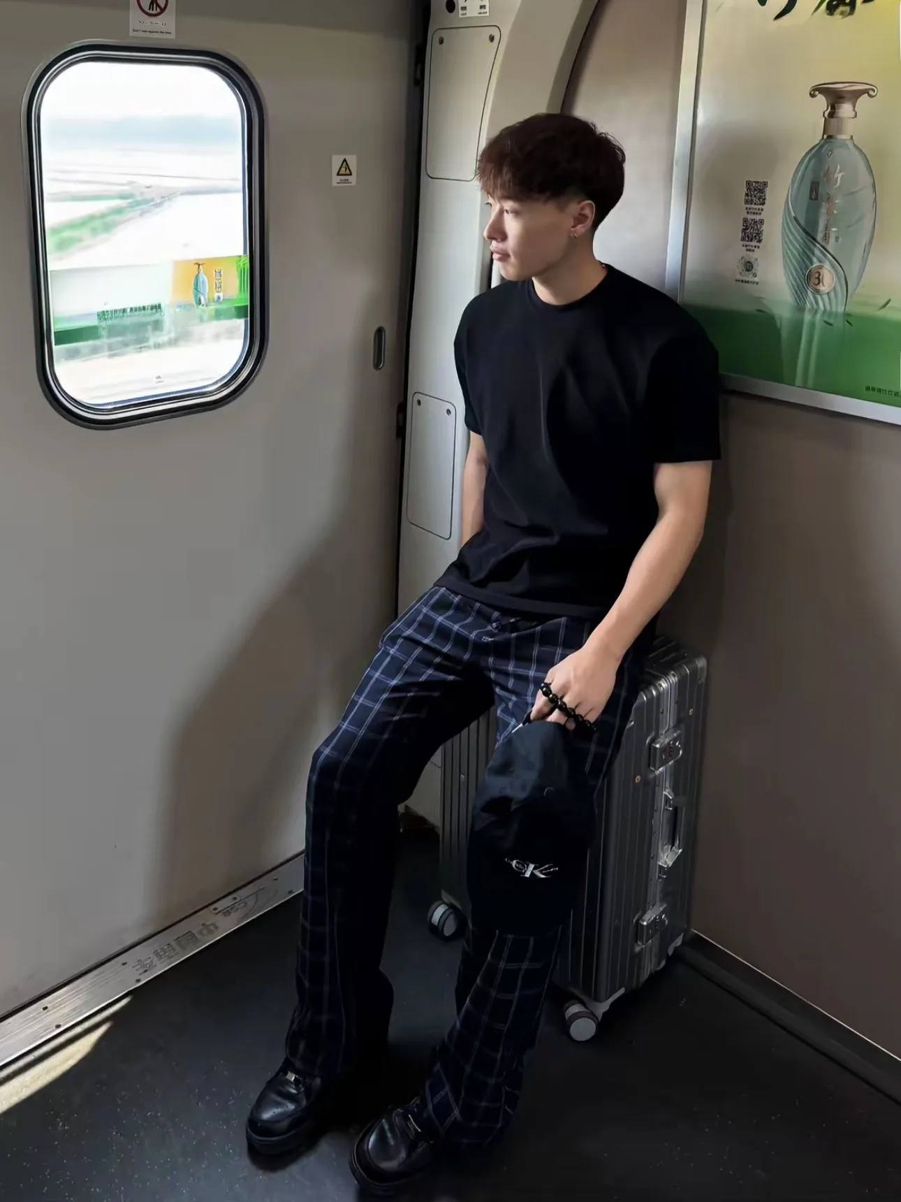 

Blue Plaid Pants Men's Vintage American Retro Loose Straight Casual Match All Summer Long Trousers for Teenagers