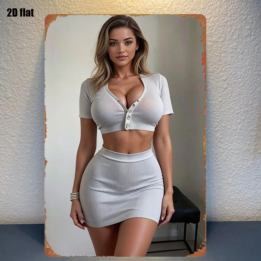 2D Metallschild „Fashion Woman Short Skirt“, 20,3 x 30,5 cm, Wanddekoration für Zimmer, Haus, Garten, Bar, Garage, Geburtstagsgeschenk