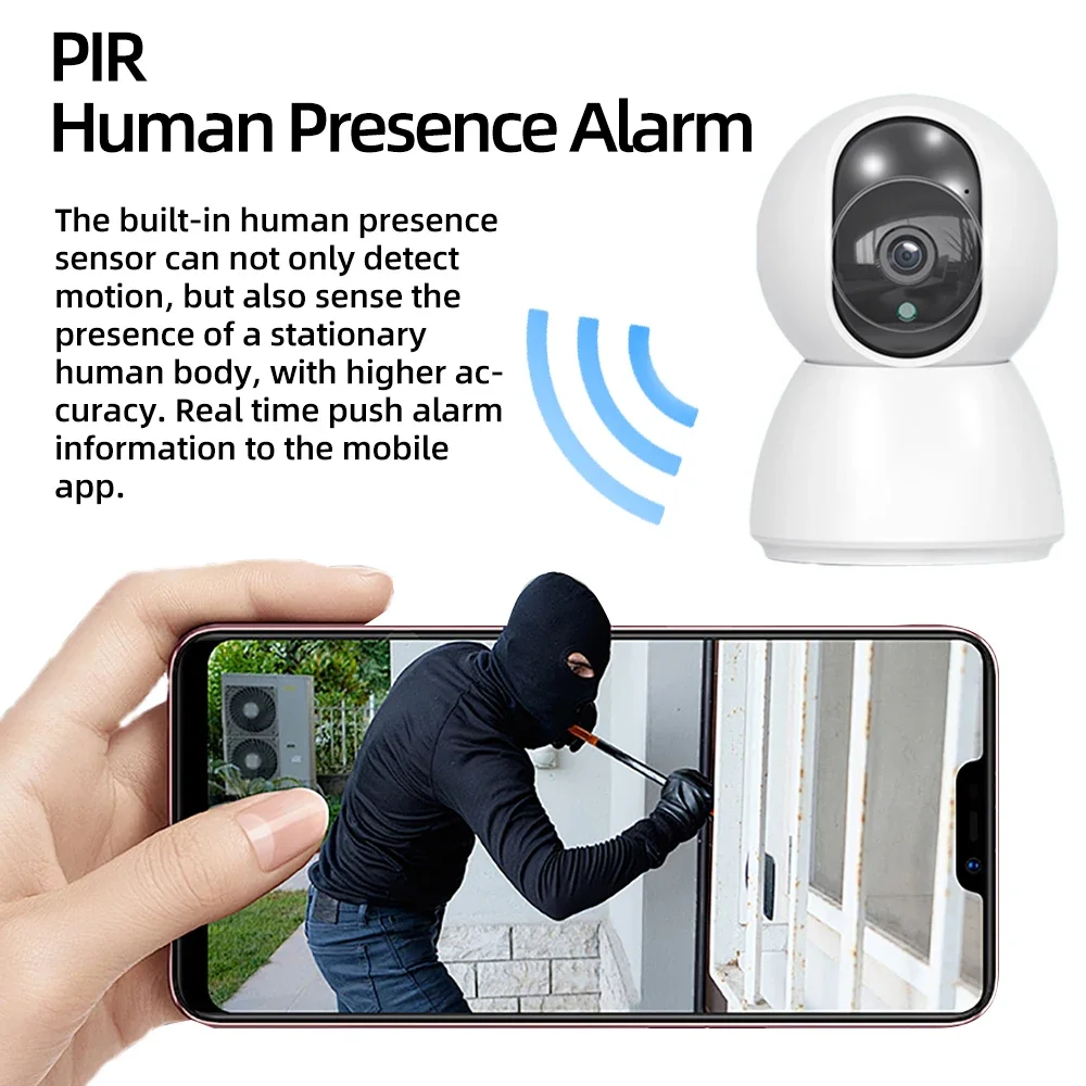 Tuya Smart Life-cámara de seguridad IOT WiFi, 4MP, Control remoto de puerta, visión nocturna IR, Detector de movimiento PIR, alerta antirrobo para hogares