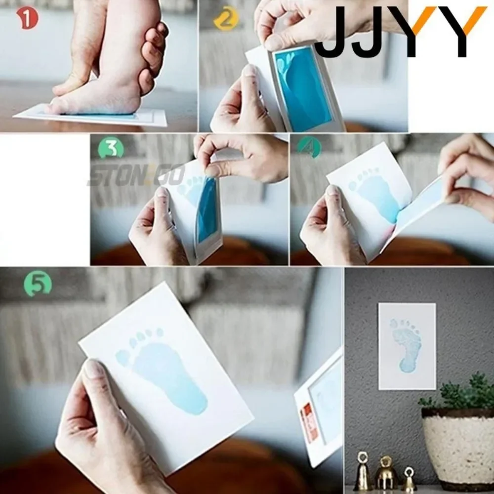 مجموعة بصمات الأقدام DIY مع وسادات حبر وإطار صور للأطفال الصغار هدية استحمام آمنة ونظيفة تذكار الذاكرة #4