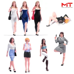 In Stock Painted Miniatures 1/87 1/64 1/43 1/24 1/18 Dress Beauty Girl Business Suits Female Scene Figure Dolls Model Prop Toy