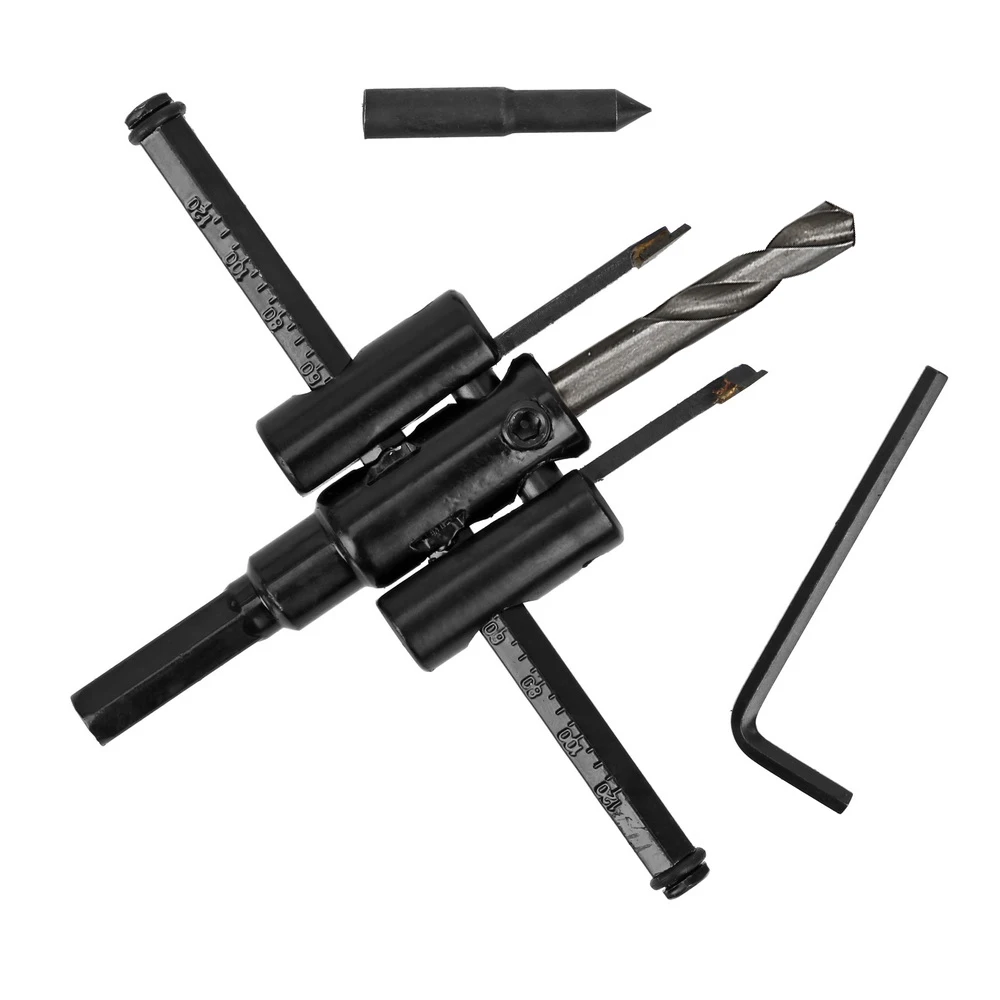 

DIYWORK Wood Circle Hole Saw Adjustable 40-120mm Woodworking Drill Drill Bit Circle Cutter Cordless