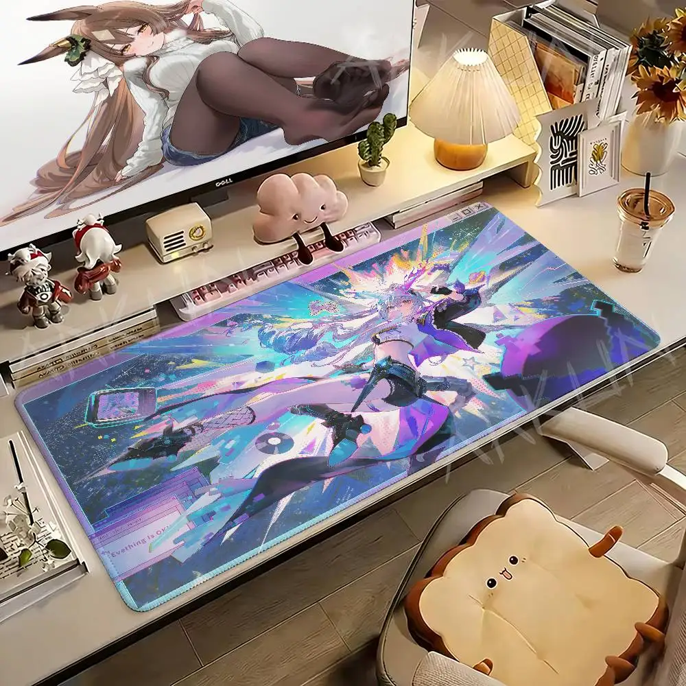 

Cute Hot Silver Wolf Anime Mouse Pad Gaming Desk Mat Large Keyboard Pad Gamer Mousepad Anime Girl Desk Accessories Table Mat