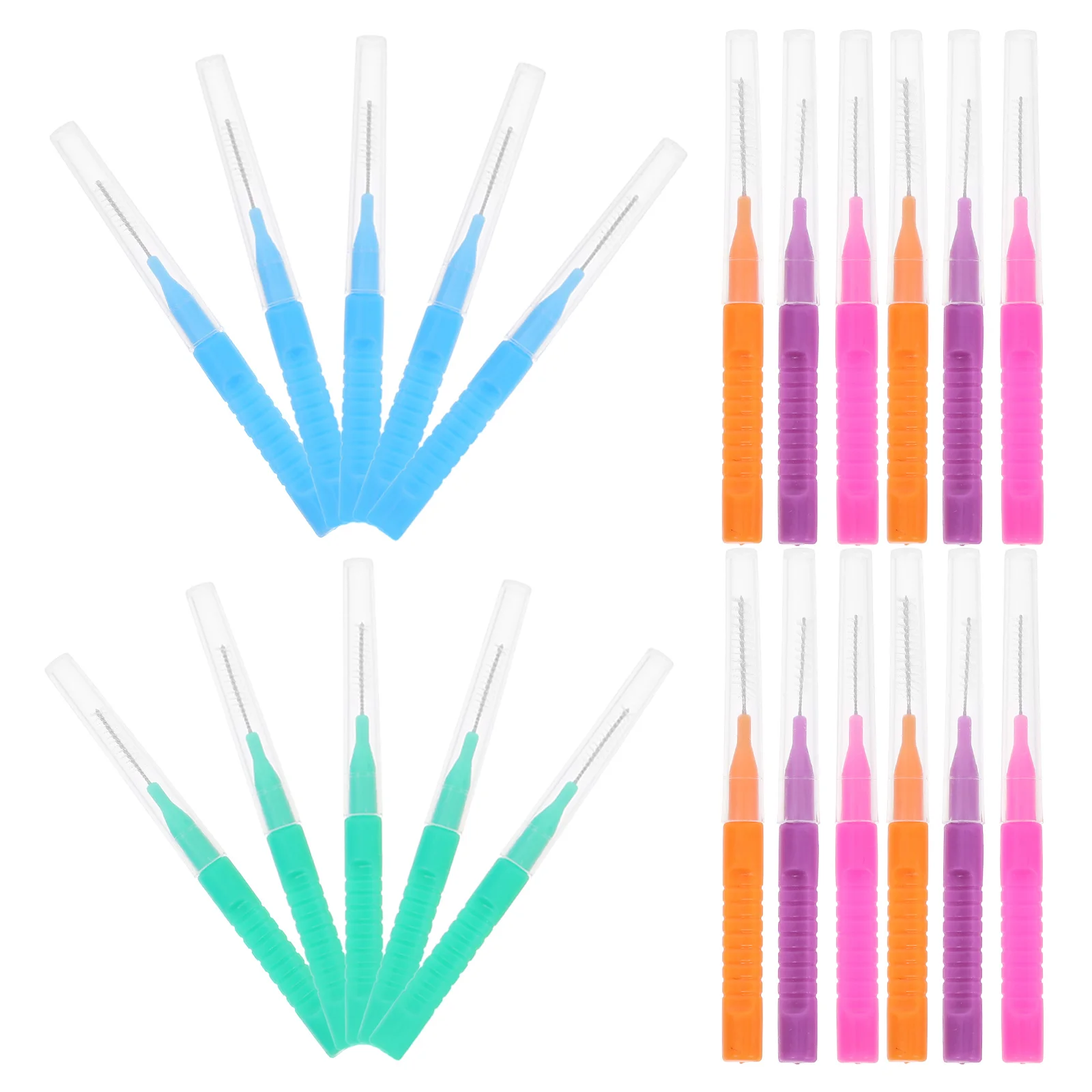 

50pcs Interdental Brush Teeth Gap Cleaner Portable Soft Bristles Stainless Steel Core Oral Hygiene Tool for Braces Crowns