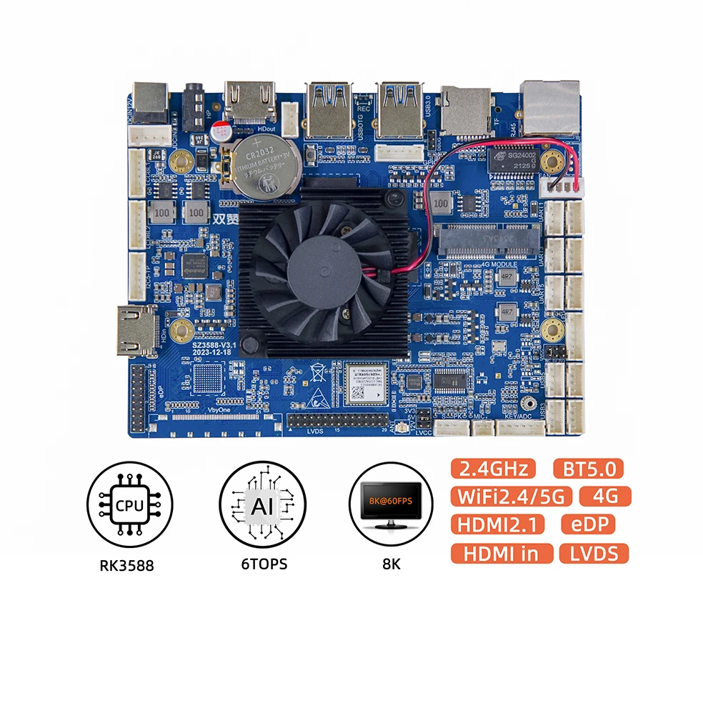 

Gold seller Embedded Rk3588 Android 12 Lvds Edp 4G 5G LTE 8K Mini Smart Ai Board Motherboard for Kiosk Vending Machine Adver