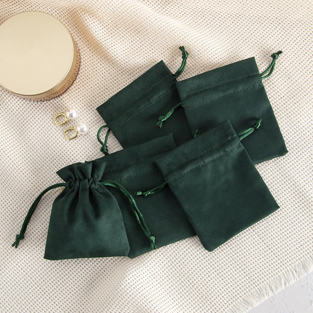 5pcs Premium Flannel Drawstring Pouches for Jewelry Storage