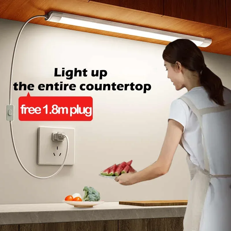 أضواء led المطبخ تحت مصباح الكابين A85-220 فولت 10 واط 20 واط أنبوبة ليد فائقة السطوع مع خط التبديل 1.8 متر للمنزل غرفة نوم مصابيح داخلية