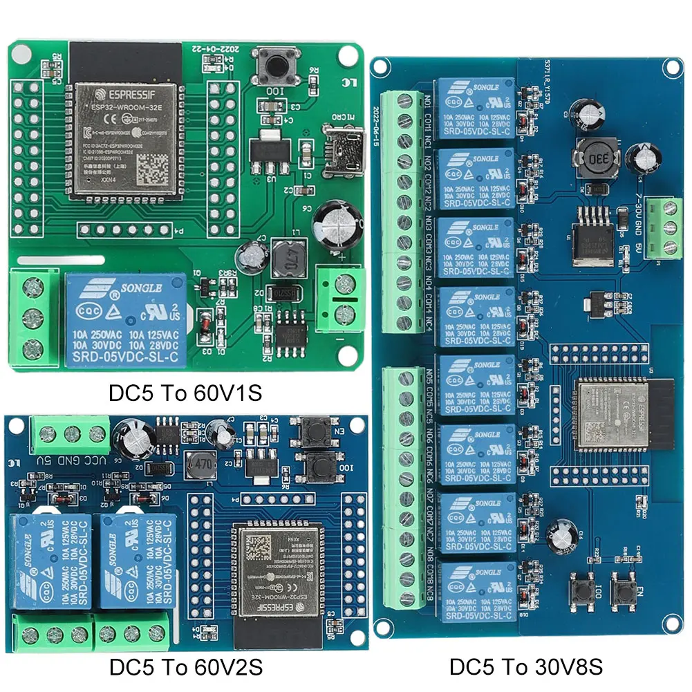 

ESP32 1/2/8 Channel Power Supply Module DC 5-30/60V WIFI Bluetooth-compatible BLE Relay Module Secondary Development Board